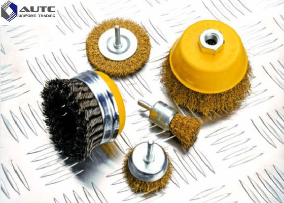 4" 100mm Crimped Wire Wheel Brush With Shank Stainless Steel Brass Coated