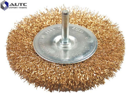 4" 100mm Crimped Wire Wheel Brush With Shank Stainless Steel Brass Coated