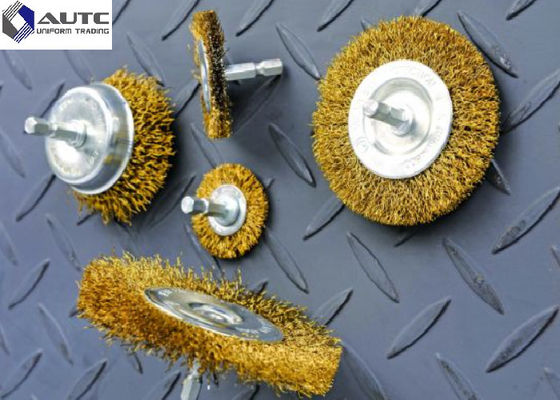 4" 100mm Crimped Wire Wheel Brush With Shank Stainless Steel Brass Coated