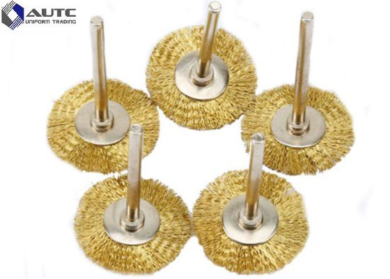 3*22 T Shape Crimped Wire Wheel Brush Brass End Brushes Steel Wire Custom Size