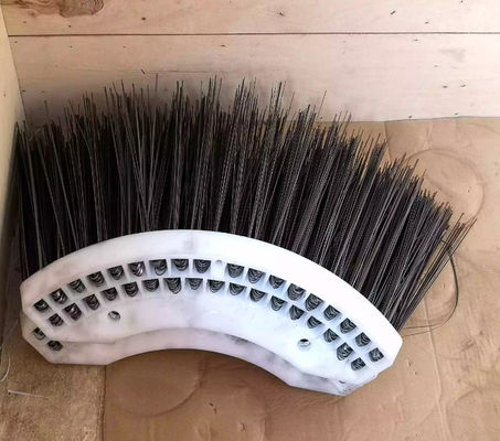 Hard Wearing Steel Wire Brush Sweeping Brush With White Plastic Broom Head For Road Sweeper